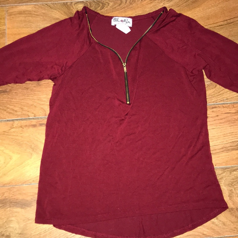 Burgundy Zip Up Shirt